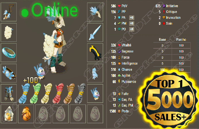  Tylezia>[ Panoplie Chance lvl 45 ] + Kit parchotage tout les elements
