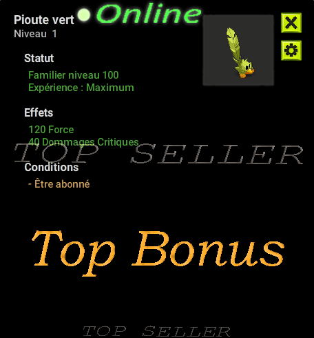 Hellmina : Pioute vert lvl 100 + Top bonus - livraison 1 minute