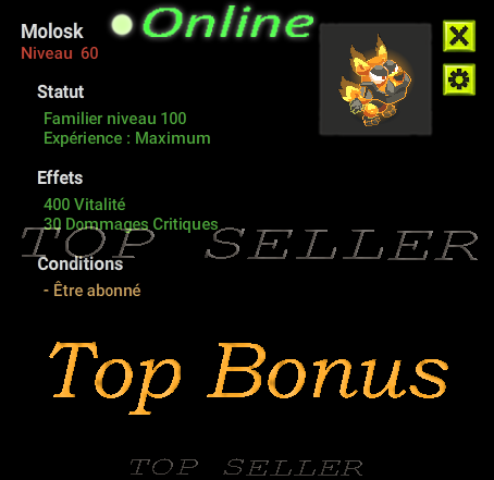 imagiro : Molosk lvl 100 + Top bonus - livraison 5 minutes