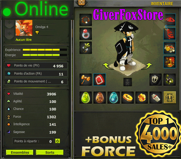 Tylezia>Panoplies Force Opti Niveau 200 pour tous les classe (Complet) +Parchotage 100 all +Bonus