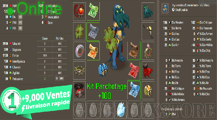 Draconiros>[ Set Terre Pour personnage Niveau 200 ] + Kit parchotage +100 All elements - Livraison Rapide