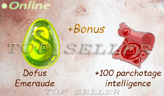 Talkasha : Dofus Emeraude + Kit parchotage + 100 intelligence+ Top bonus - Delivery time : 5 minutes
