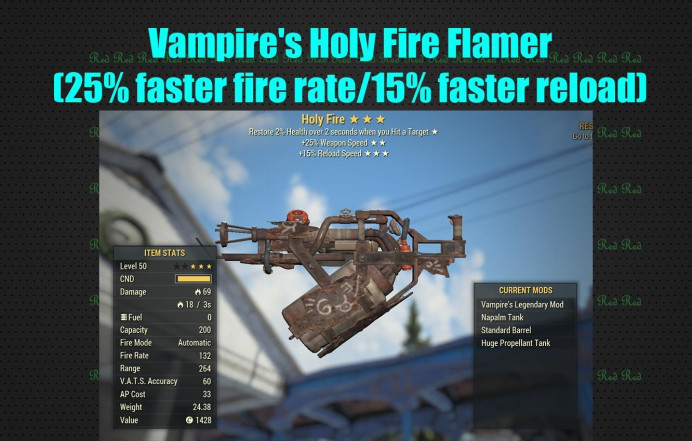 Vampire's Holy Fire Flamer (25% faster fire rate/15% faster reload)