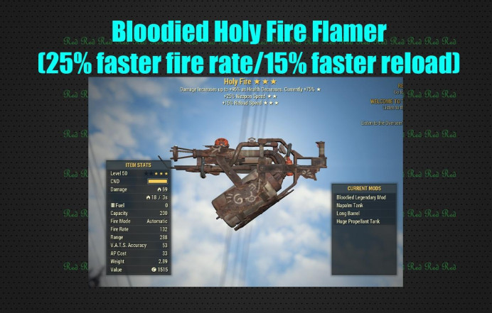 Bloodied Holy Fire Flamer (25% faster fire rate/15% faster reload)