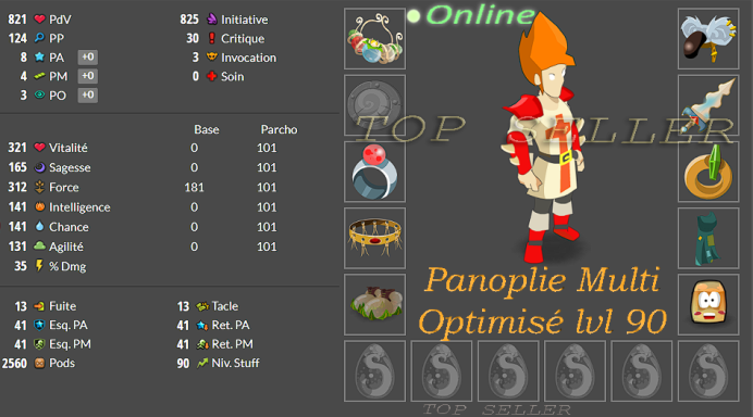 Panoplie Multi opti pour iop lvl 90 + Top Bonus- livraison 5 minutes
