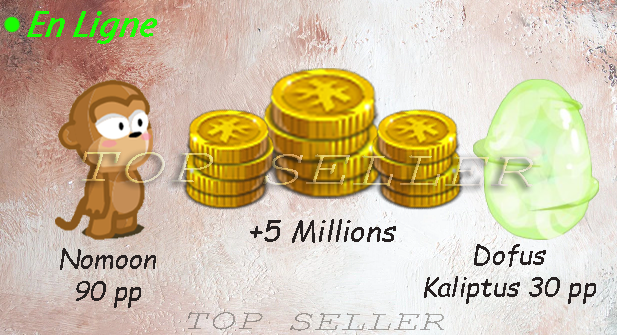 Nomoon 90 prospection + dofus kaliptus 30 prospection + 5.000.000 kamas + bonus - livraison 5 minutes