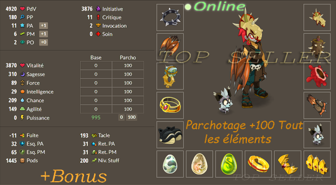 [ Top Seller ] ==> Stuff Tank opti lvl 200 pour tout les classes + Bonus