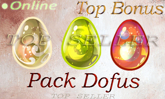 Hellmina : Pack 3 Dofus : Dofus ivoire + dofus dolmanax + dofus emeraude + Top Bonus - Delivery time ==> 1 minute