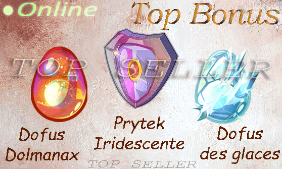 Imagiro : Dofus des glaces + Dofus dolmanax + Prytek iridescent + 1.000.000 Kamas + Top bonus - livraison 5 minutes