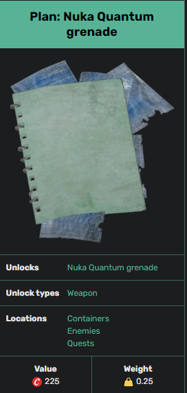 Plan: Nuka-Cola grenade