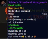 Soldier's Stoneband Wristguards Fated Mythic Item Level 304