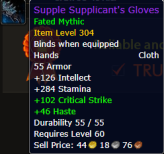 Supple Supplicant's Gloves Fated Mythic Item Level 304