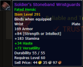 Soldier's Stoneband Wristguards Fated Heroic Item Level 291