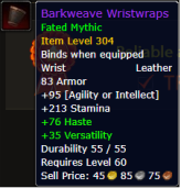Barkweave Wristwraps Fated Mythic Item Level 304