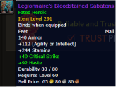 Legionnaire's Bloodstained Sabatons Fated Heroic Item Level 291