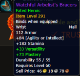 Watchful Arbelist's Bracers Fated Heroic Item Level 291