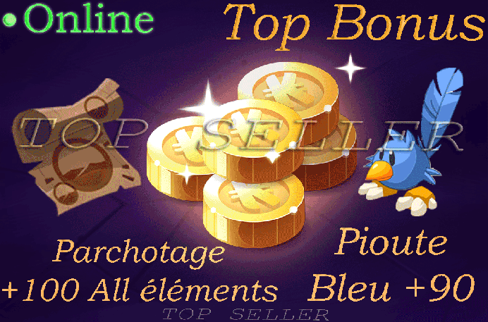 Draconiros : Kit Parchotage +100 tout les elements + Pioute bleu +90 chance + Bonus - livraison expresse : 5 minutes