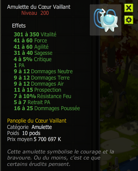 [Amulette du Cœur Vaillant] +Extra Kamas, Livraisoin Eclaire !