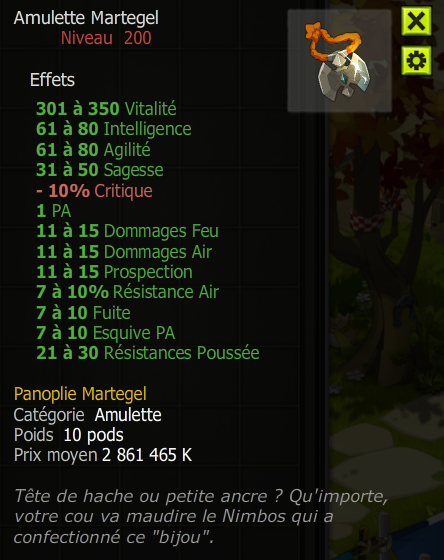 [Amulette Martegel] +Extra Kamas, Livraisoin Eclaire !