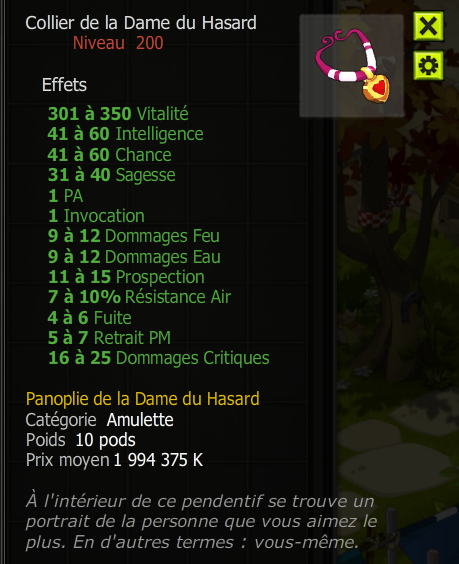[Collier de la Dame du Hasard] Bon jet +Extra Kamas, Livraisoin Eclaire !
