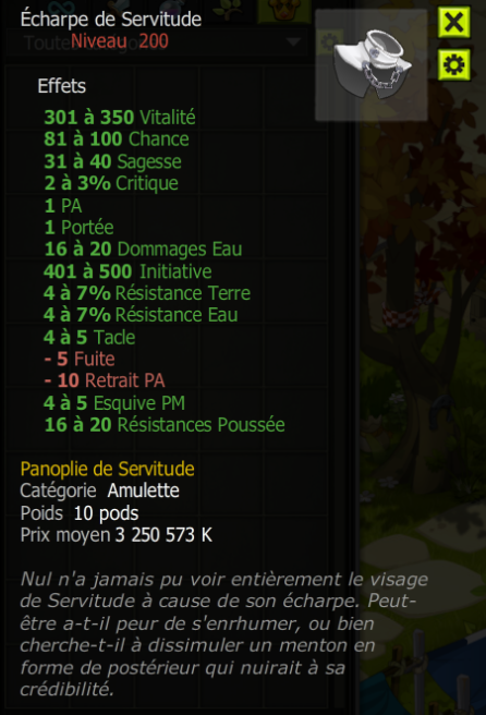 [Écharpe de Servitude]  Bon jet +Extra Kamas, Livraisoin Eclaire !