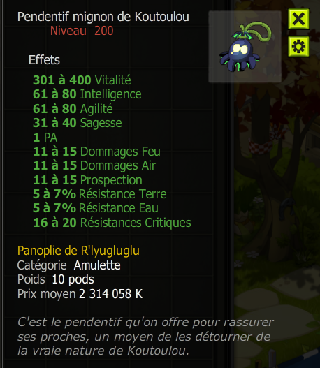 [Pendentif mignon de Koutoulou] Bon jet +Extra Kamas, Livraisoin Eclaire !