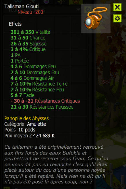 [Talisman Glouti] Bon jet +Extra Kamas, Livraisoin Eclaire !