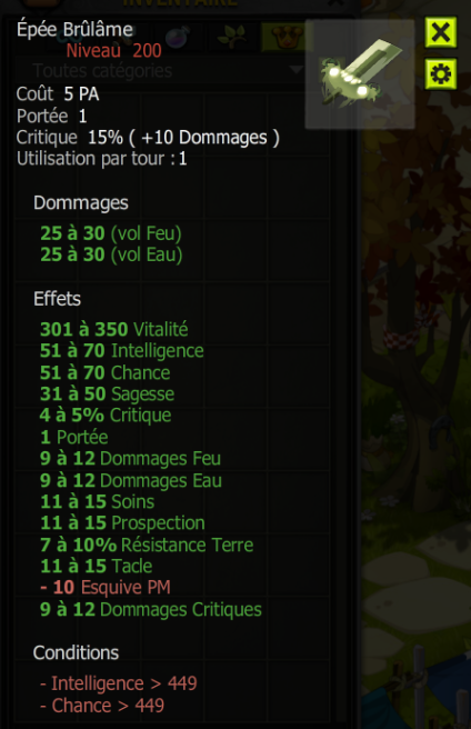 [Épée Brûlâme] Bon jet +Extra Kamas, Livraisoin Eclaire !
