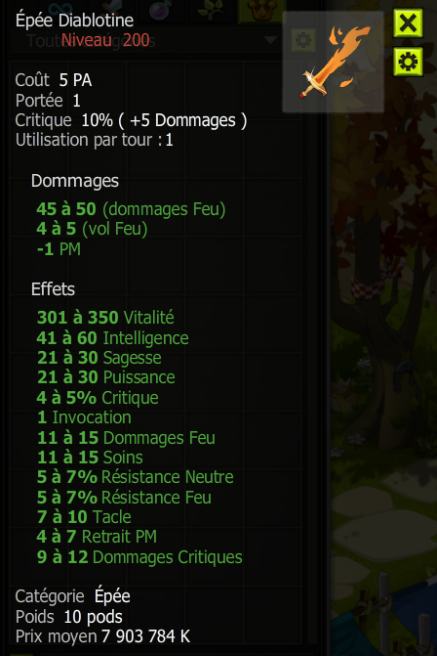 [Épée Diablotine] Bon jet +Extra Kamas, Livraisoin Eclaire !