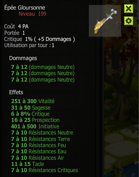 [Épée Gloursonne] Bon jet +Extra Kamas, Livraisoin Eclaire !