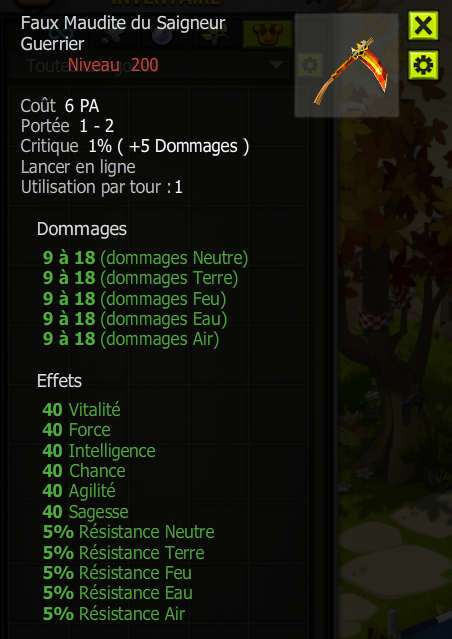 [Faux Maudite du Saigneur Guerrier]  Bon jet +Extra Kamas, Livraisoin Eclaire !