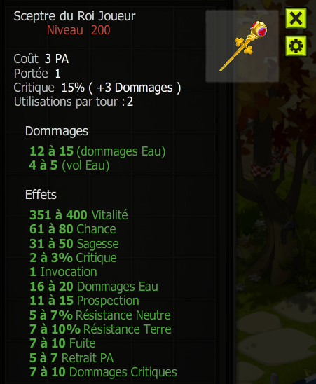 [Sceptre du Roi Joueur] Bon jet +Extra Kamas, Livraisoin Eclaire !