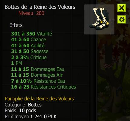 [Bottes de la Reine des Voleurs] bon jet + Extra Kamas , Livraison Eclaire !