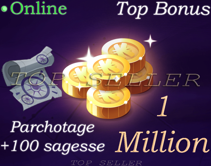 [ orukam.Top Seller ] ==>  Parchotage +100 sagesse + 1 Million Kamas + Top Bonus - livraison 5 minutes