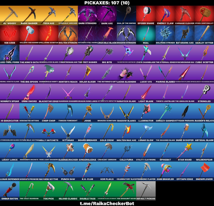 FULL ACCESS | 107 SKINS | BLIZZARD BOMBER | MOUNTAINEER'S MUST-HAVES | OL' WOODY | BASIC BASHER | TECH AXE | HYDRAULIC WRECKER