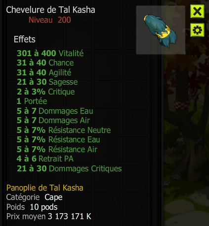 [Chevelure de Tal Kasha] bon jet + Extra Kamas , Livraison Eclaire !