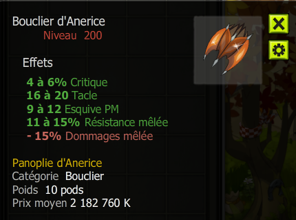 [Bouclier d'Anerice] bon jet + Extra Kamas , Livraison Eclaire !