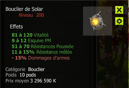 [Bouclier de Solar] bon jet + Extra Kamas , Livraison Eclaire !