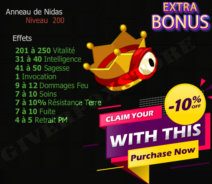 [Anneau de Nidas] bon jet + Extra Kamas , Livraison Eclaire !