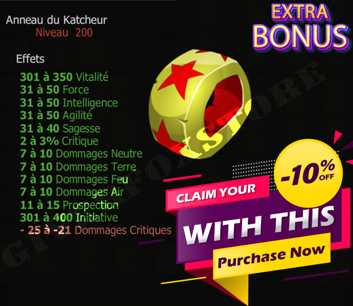 [Anneau du Katcheur] bon jet + Extra Kamas , Livraison Eclaire !