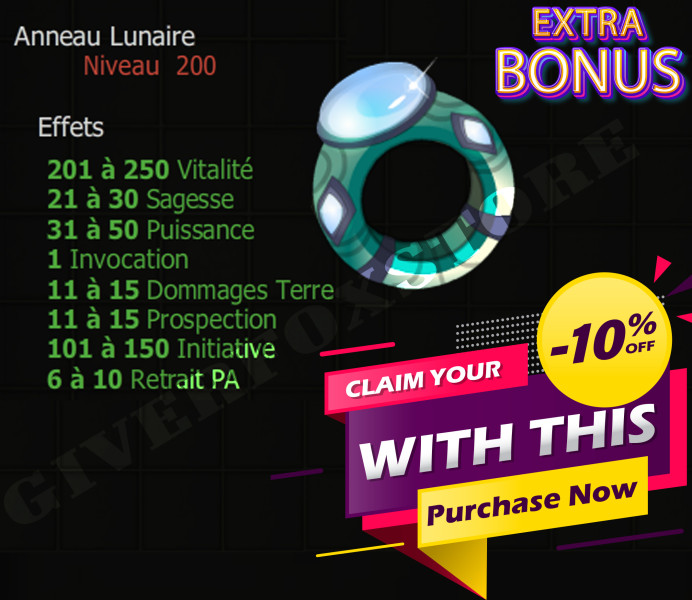 [Anneau Lunaire] bon jet + Extra Kamas , Livraison Eclaire !