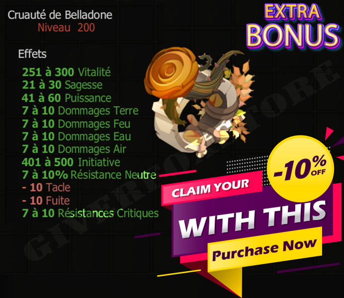 [Cruauté de Belladone] bon jet + Extra Kamas , Livraison Eclaire !