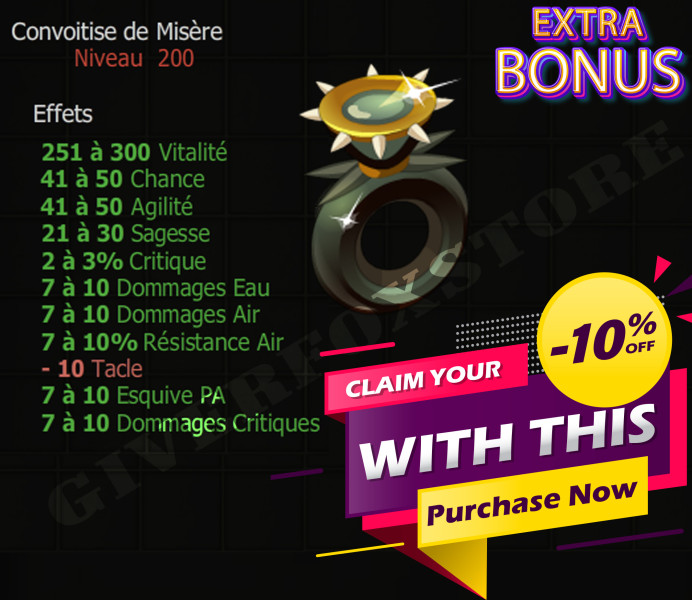 [Convoitise de Misère] bon jet + Extra Kamas , Livraison Eclaire !