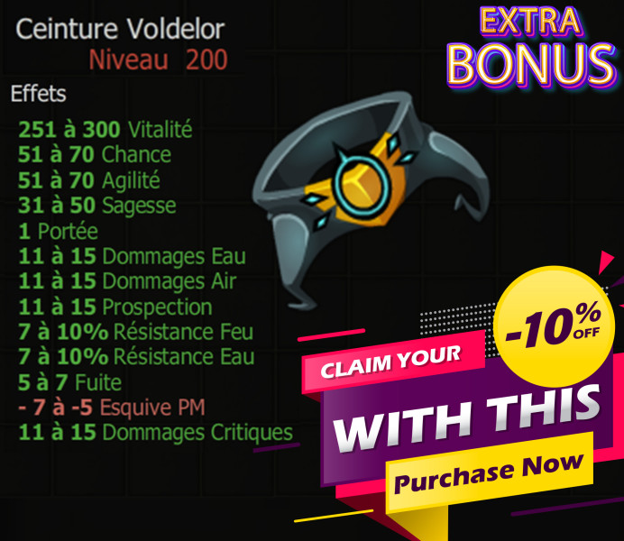 [Ceinture Voldelor] bon jet + Extra Kamas , Livraison Eclaire !