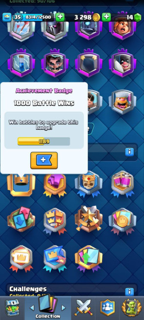 (Clash roya)l KT12 - lvl35 - Cards105/120- Max Card 8 _lvl 13 card 2 /Emote 32 / skin tower 2