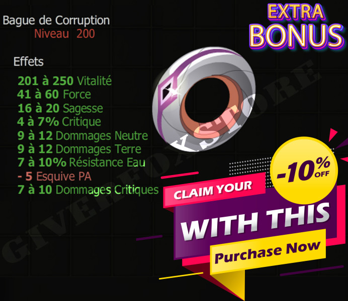 [Bague de Corruption] bon jet + Extra Kamas , Livraison Eclaire !