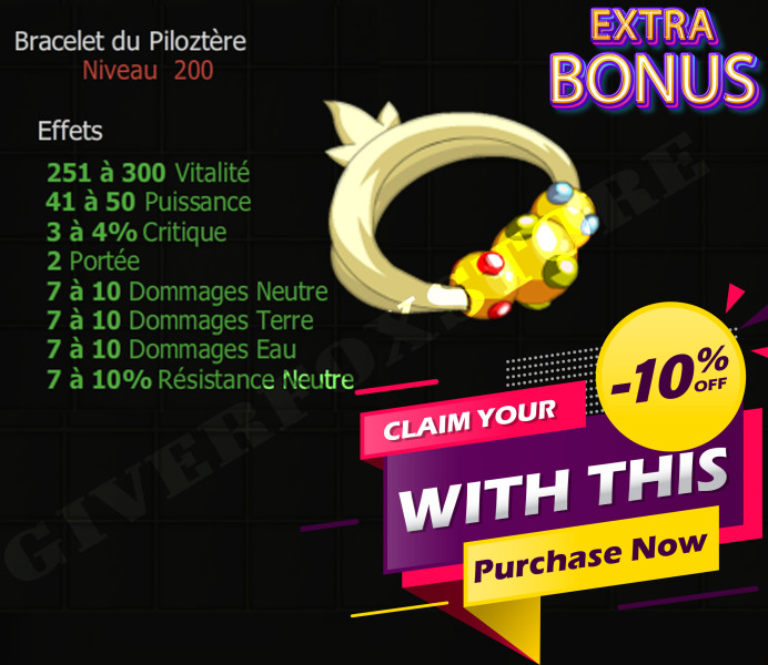 [Bracelet du Piloztère] bon jet + Extra Kamas , Livraison Eclaire !