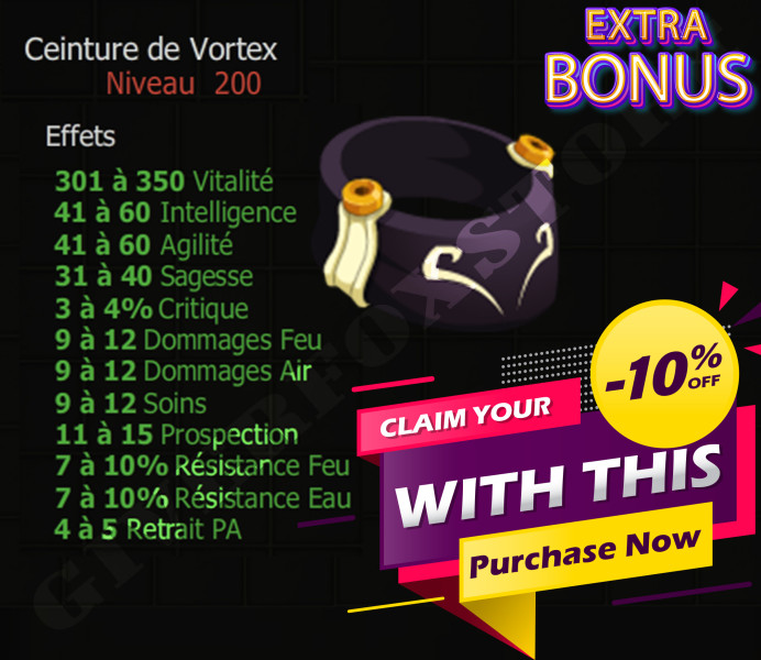 [Ceinture de Vortex] bon jet+ Extra Kamas , Livraison Eclaire !