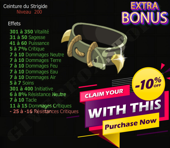 [Ceinture du Strigide] bon jet+ Extra Kamas , Livraison Eclaire !