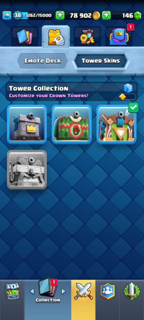 (Clash royal) KT13 - lvl38 - Cards105/120 - Max Card 9 _lvl 13 card 1 /Emote 39 / skin tower 3